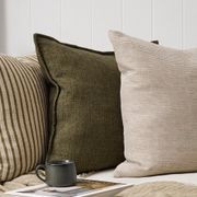 Baya Flaxmill Handwoven Linen Cushion - Winter Moss | Two Sizes gallery detail image