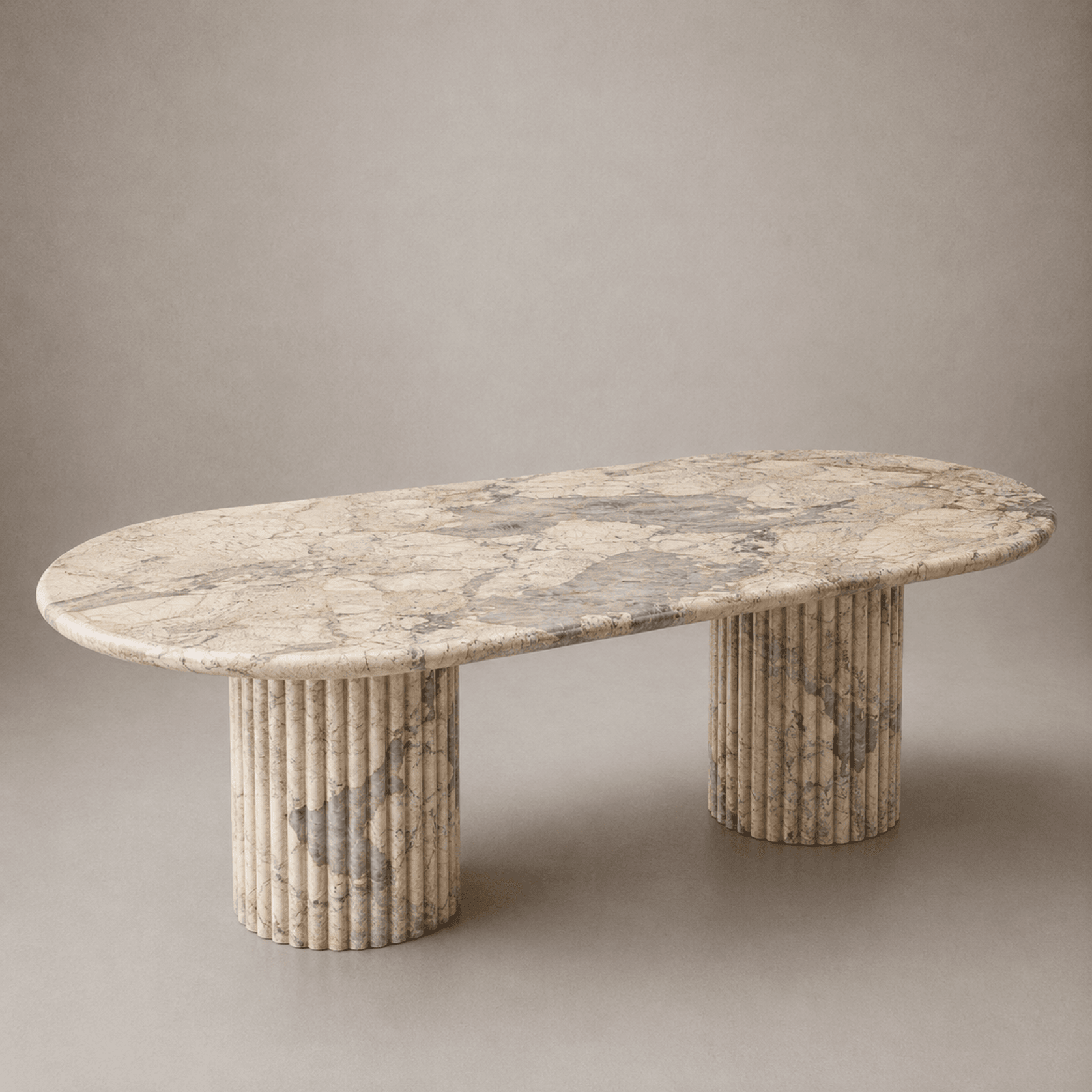Fluted Oval Dining Table - Patagonia Quartzite gallery detail image