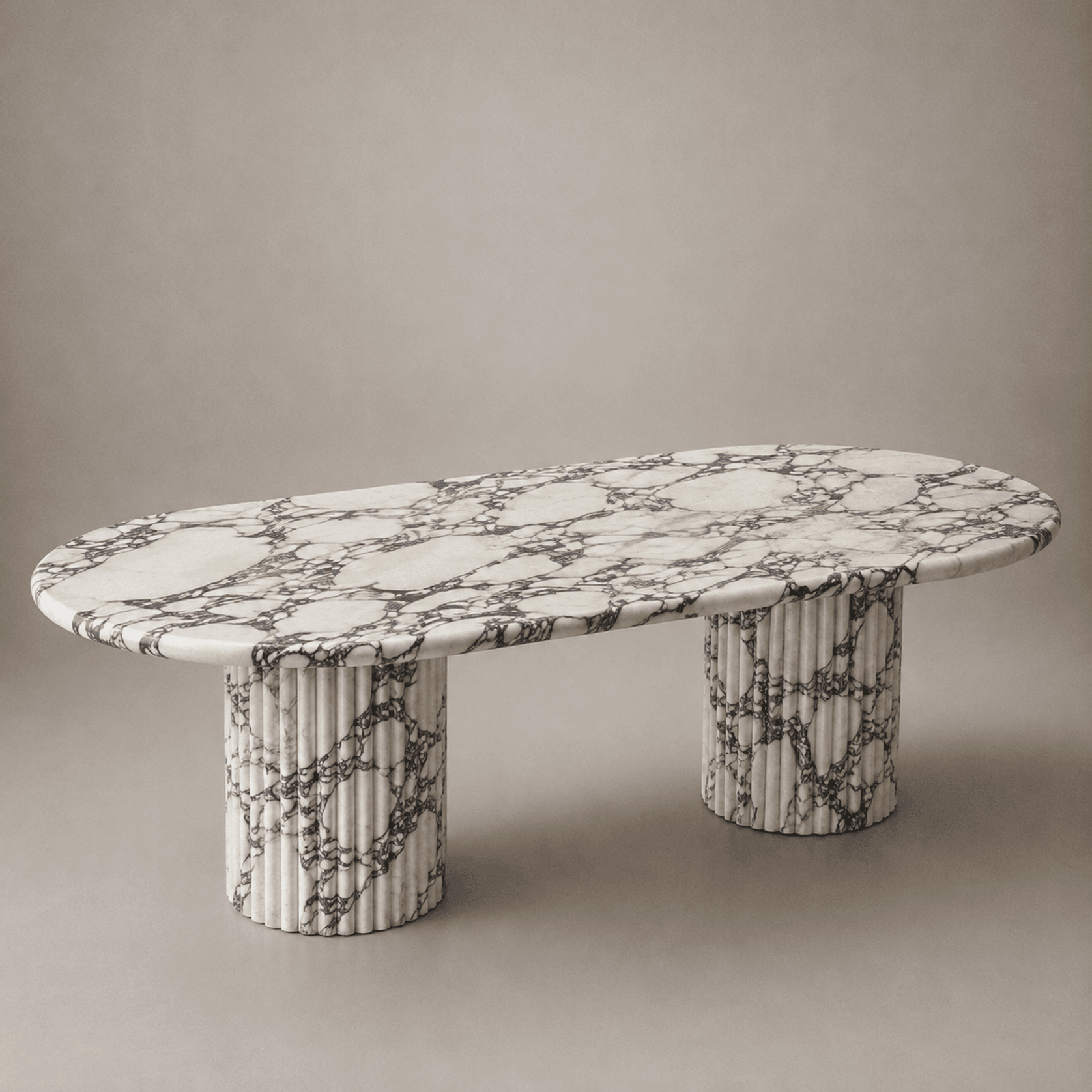 Fluted Oval Dining Table - Viola Calacatta Marble gallery detail image