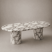 Fluted Oval Dining Table - Viola Calacatta Marble gallery detail image