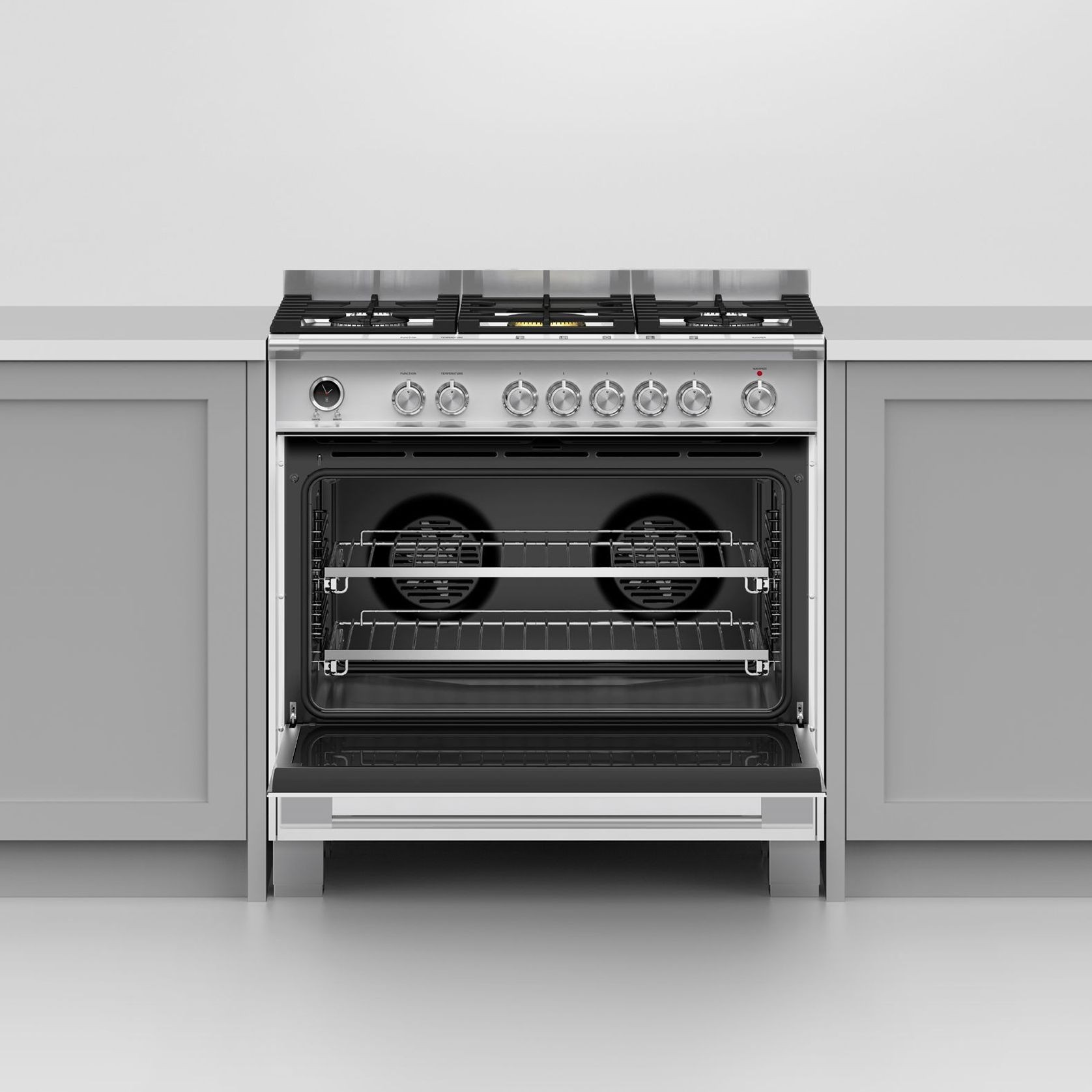 Freestanding Cooker, Dual Fuel, 90cm, 5 Burners, Self-cleaning, White gallery detail image