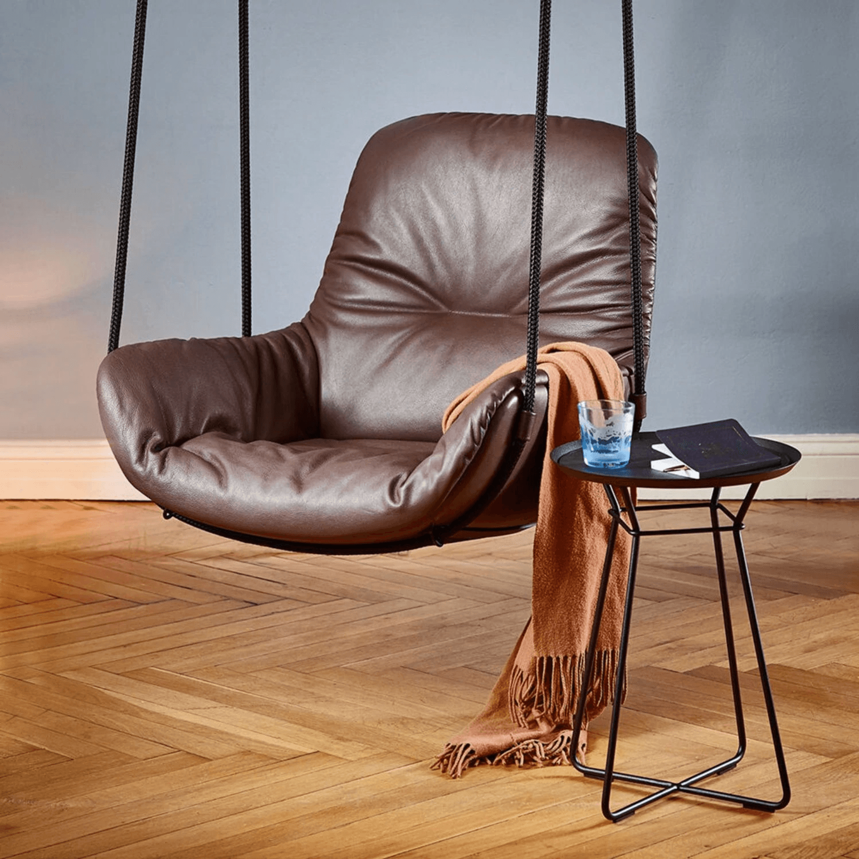 Freifrau Leya Coffee Table With Leather Inlay Small Ebony (Black