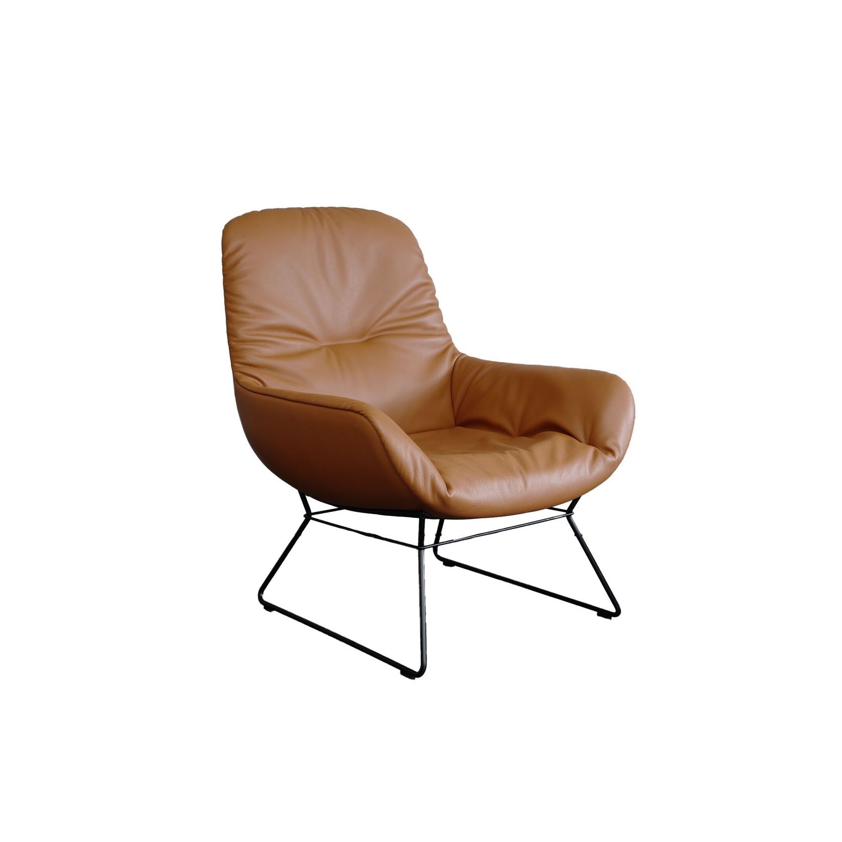Freifrau | Leya Lounge Chair | Wire Frame | Cairo Cognac Leather gallery detail image