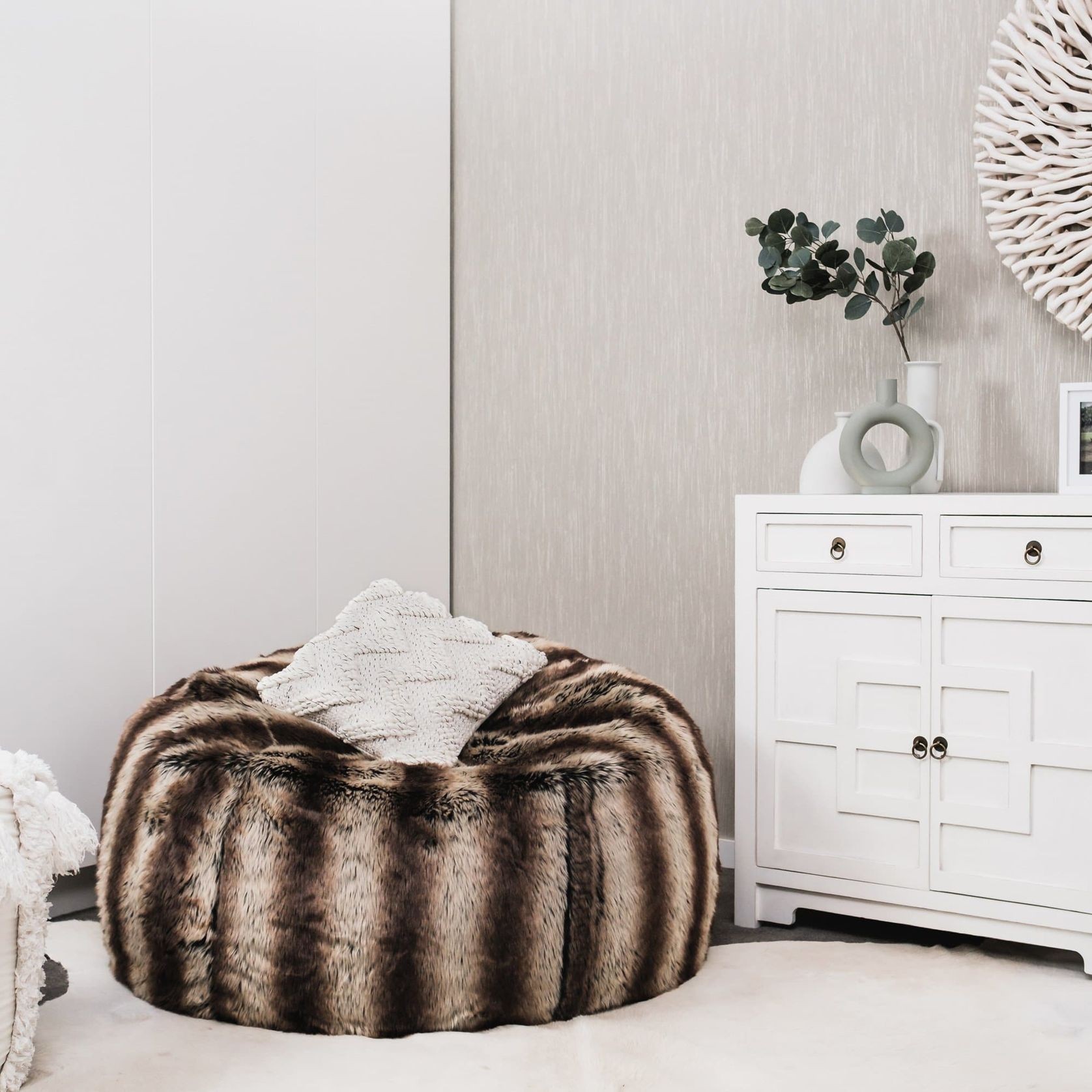 Lush Fur Bean Bag - Sable gallery detail image