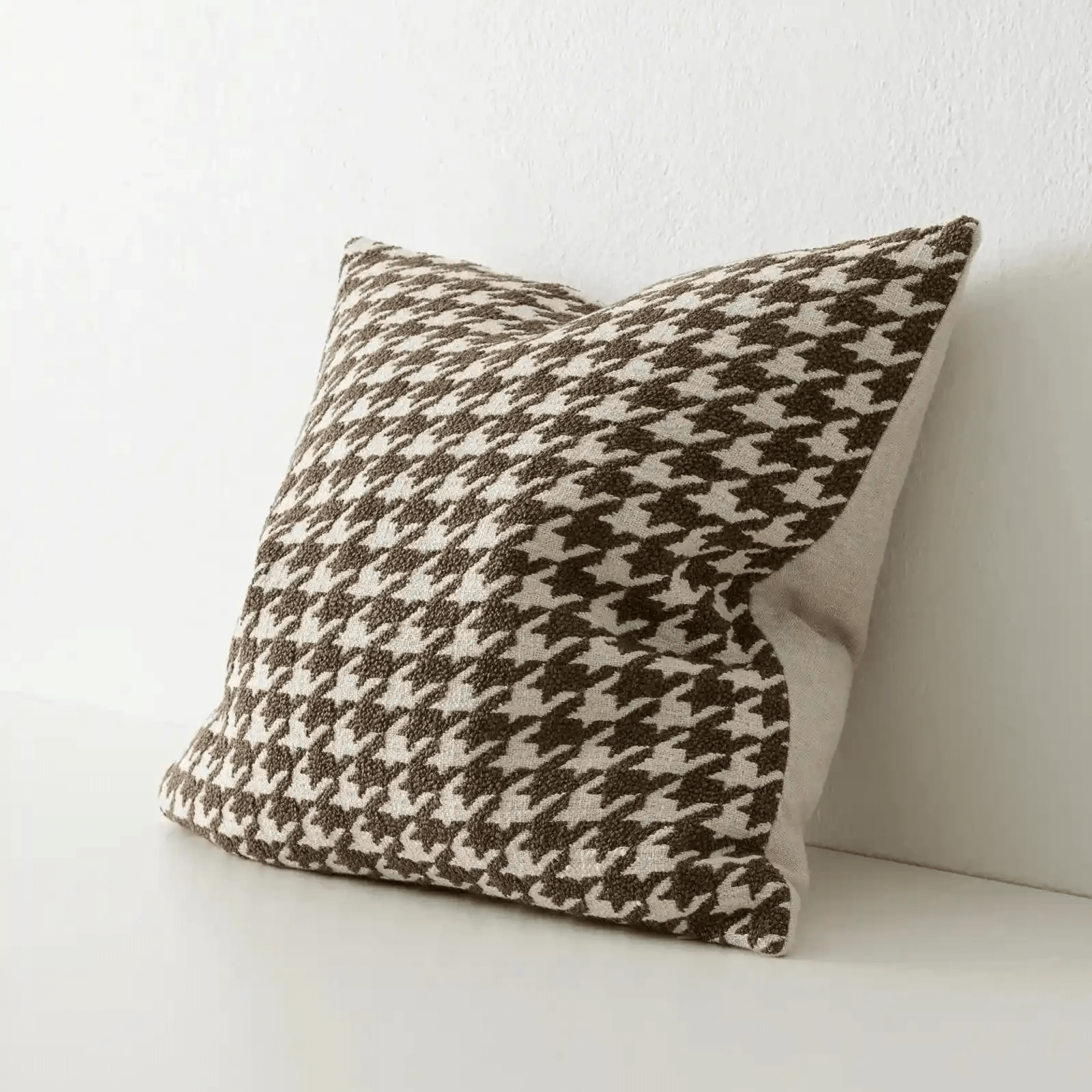 Weave Home Giovanni Cushion - Cocoa | Bouclé Houndstooth gallery detail image
