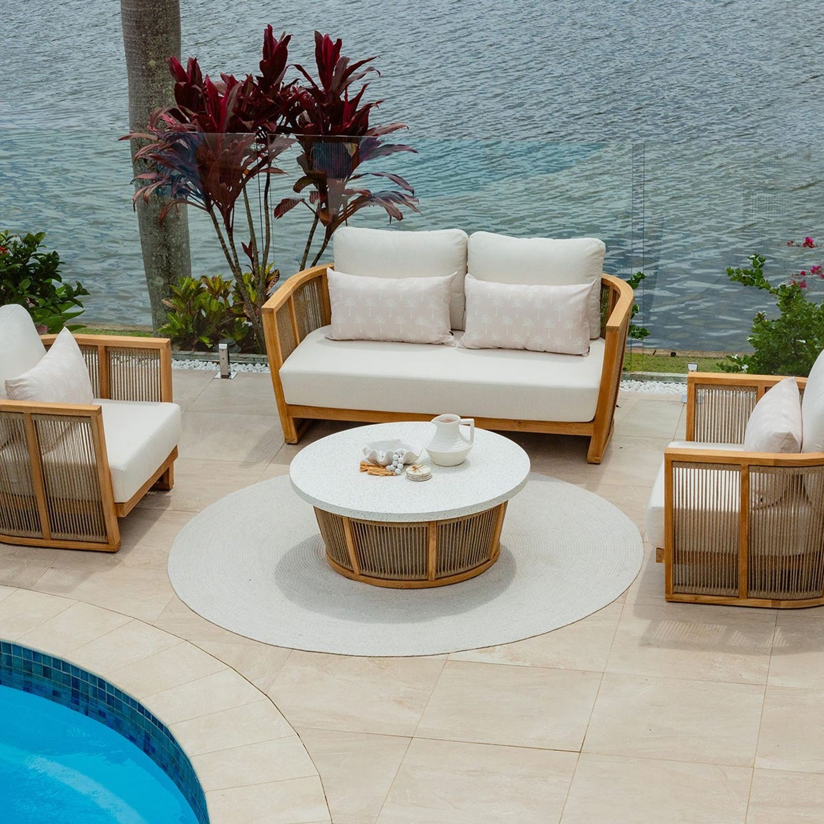 Granada 4pc Rope Outdoor Lounge Setting 2 Seater Rope Table