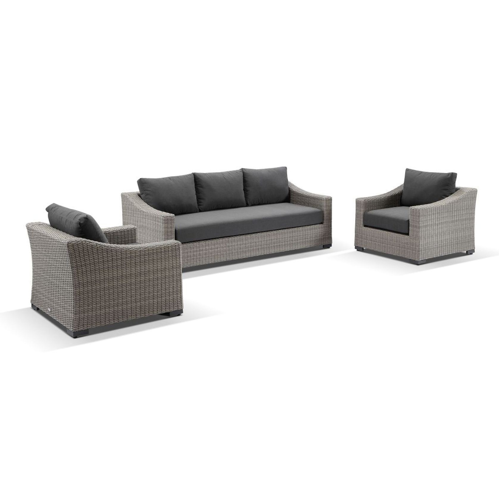 Hahei 3-Seater Lounge Set - Canvas Coal gallery detail image