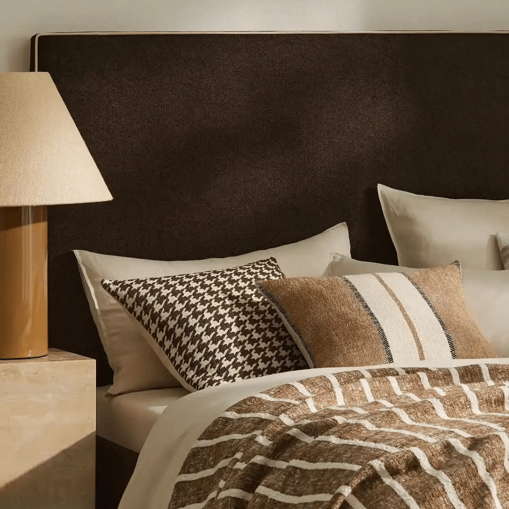 Weave Home Ottavio Cushion - Cocoa | Textured Stripe gallery detail image
