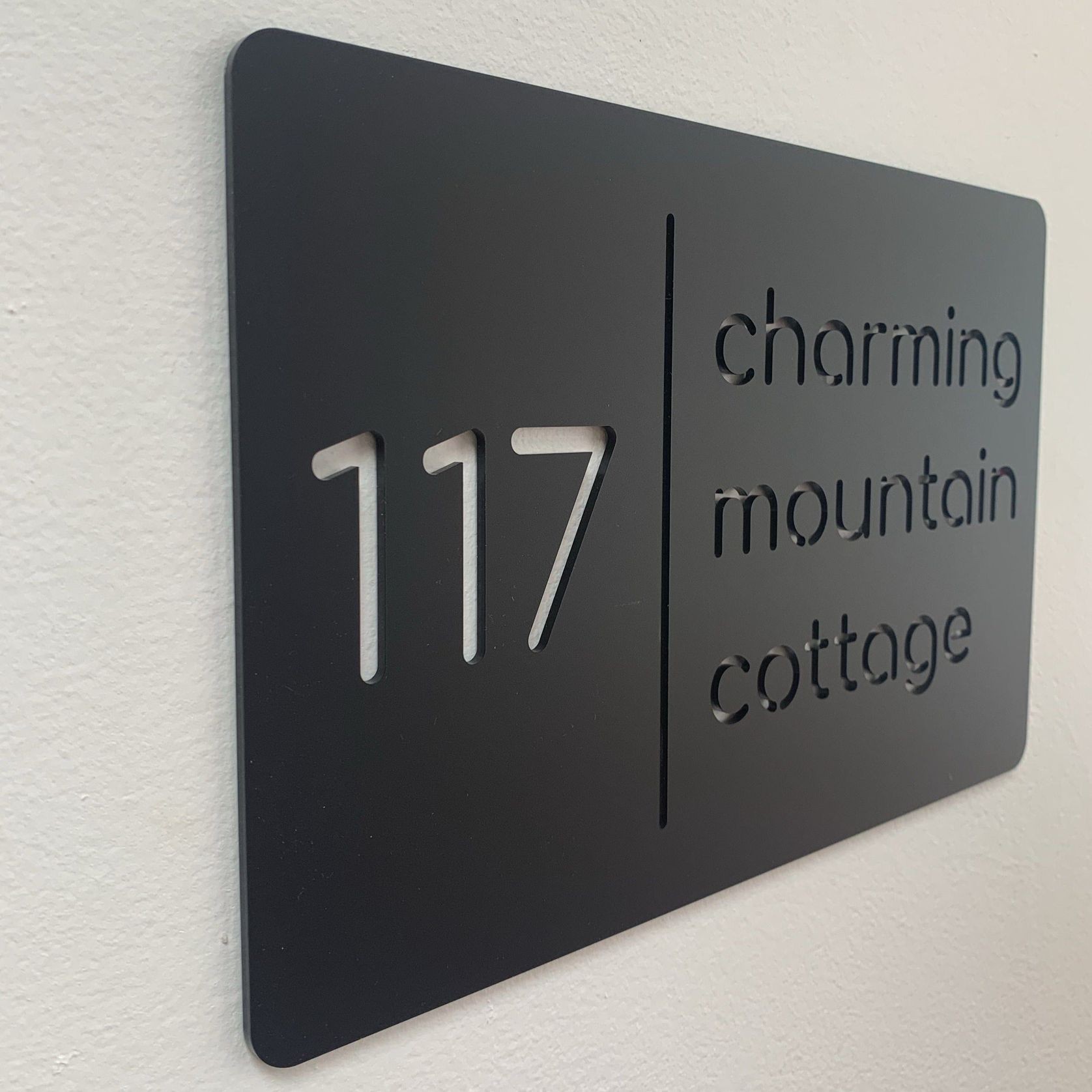 Bayside Luxe Personalised Acrylic House Number - Black Vertical Line gallery detail image