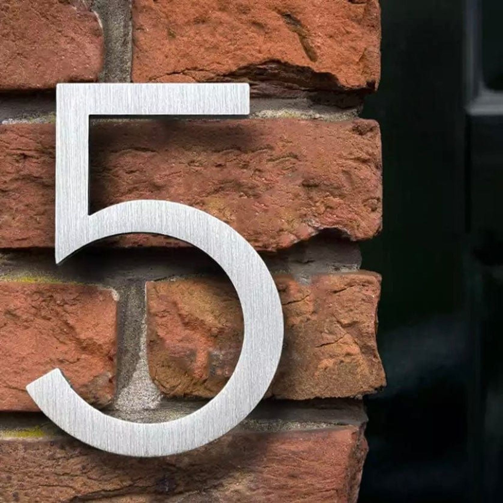 Modern Floating House Numbers - Brushed Silver gallery detail image
