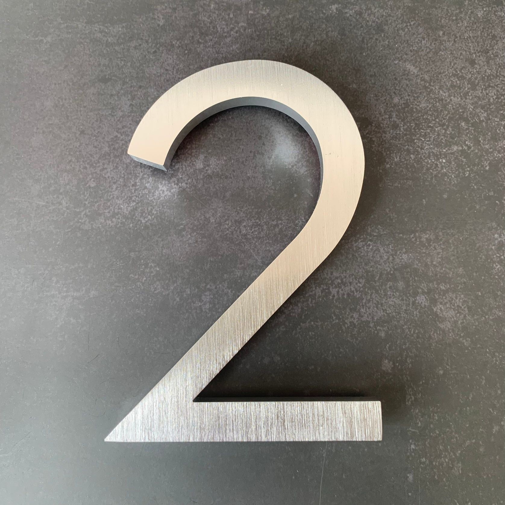 Modern Floating House Numbers - Brushed Silver gallery detail image