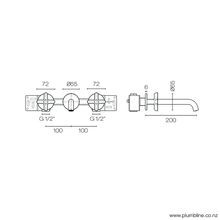 Icona Classic 3 Hole Wall Mount Basin Mixer gallery detail image