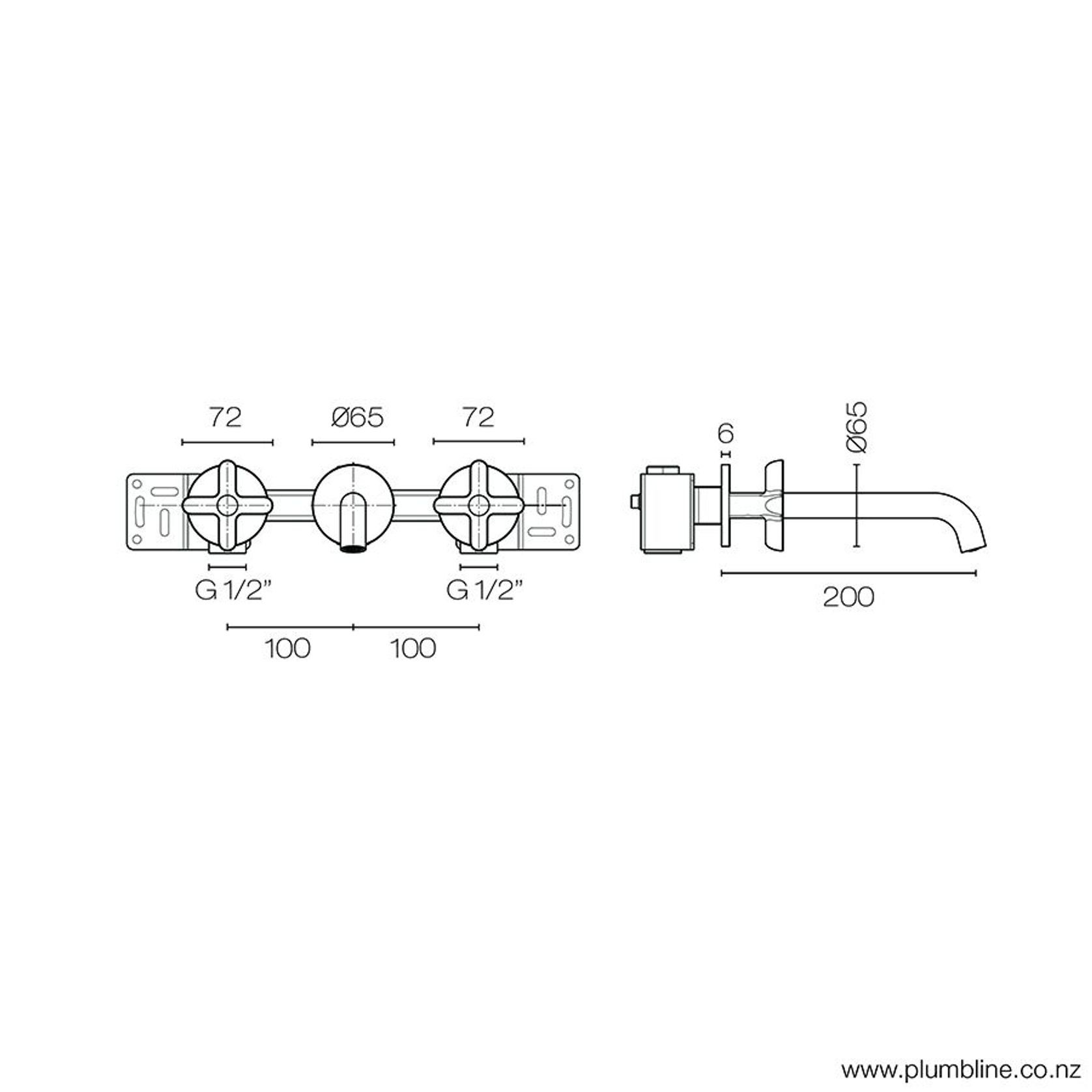 Icona Classic 3 Hole Wall Mount Basin Mixer gallery detail image