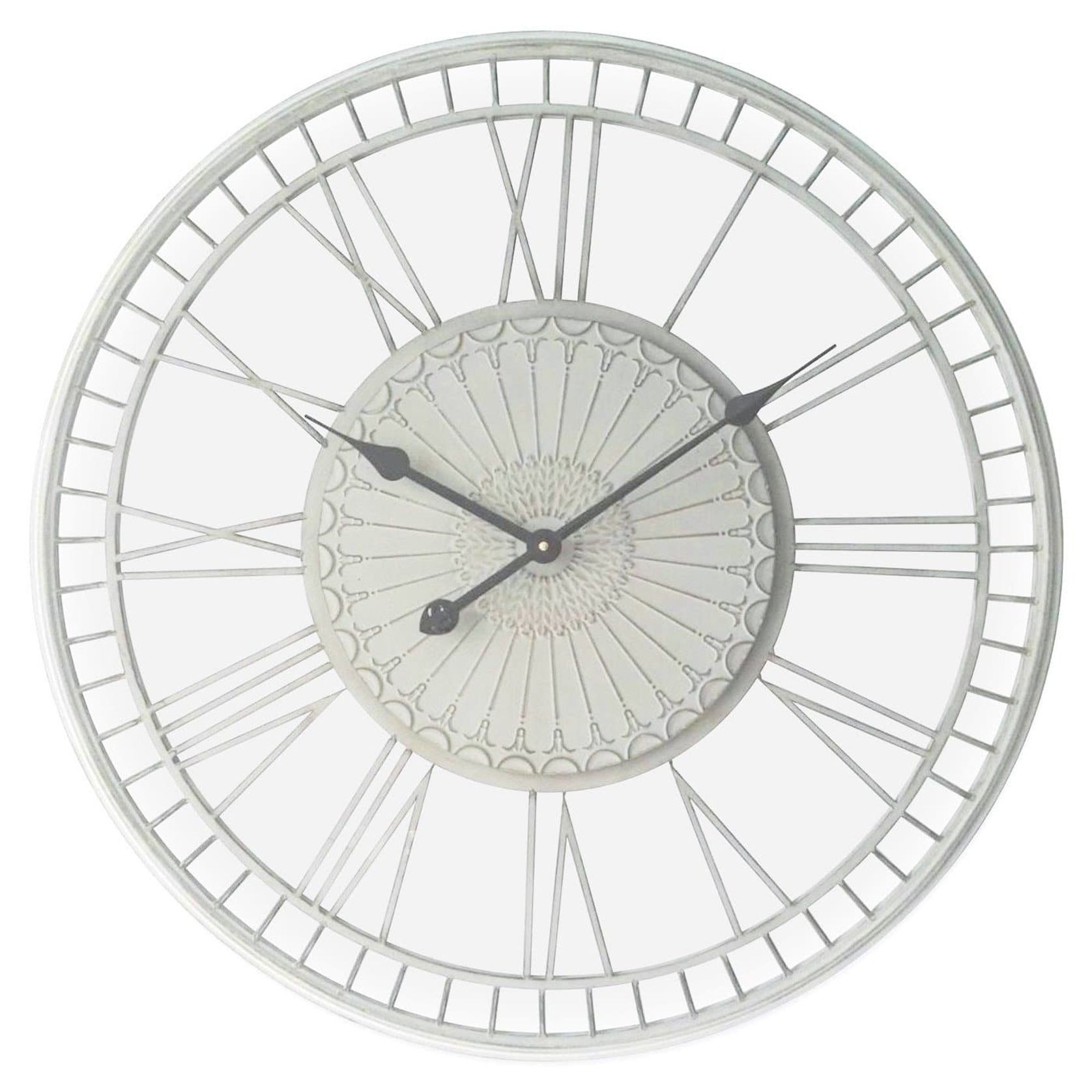 Tuscany | Large Metal Wall Clock - Distressed Cream gallery detail image