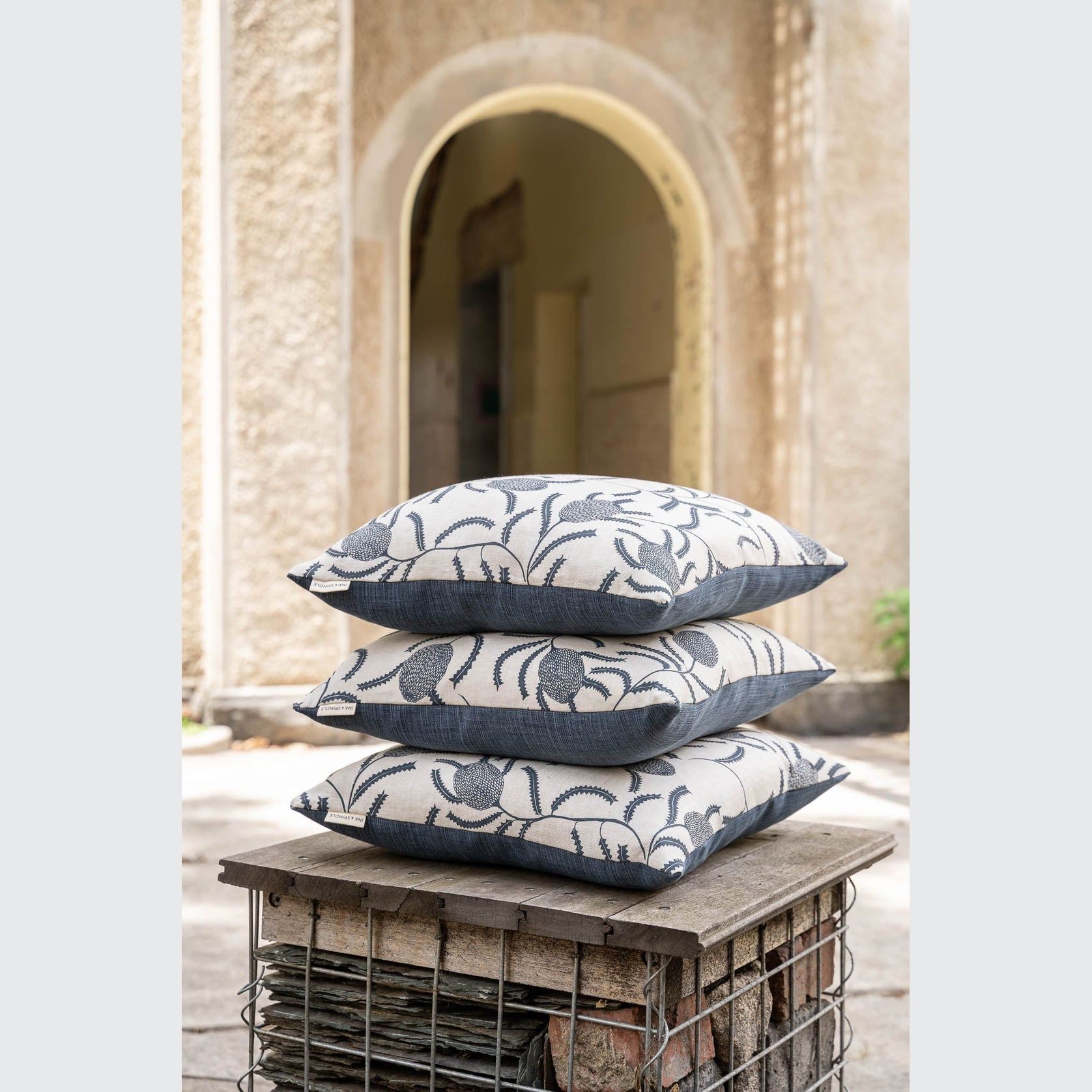 Cushion - Sawtooth Banksia in Bluestone gallery detail image