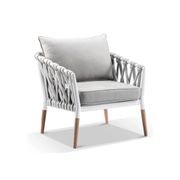 Silas Outdoor Ivory Rope & Aluminium Lounge  Arm Chair gallery detail image
