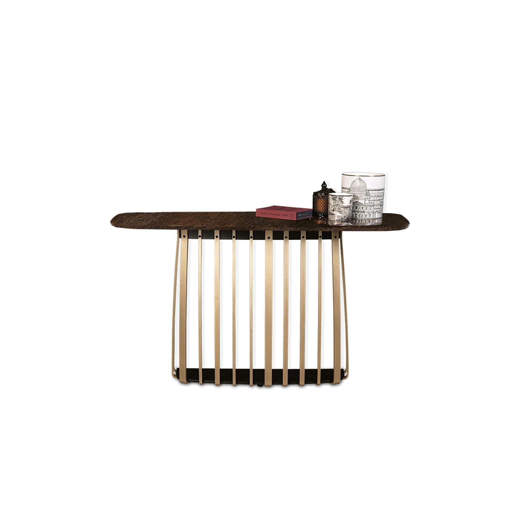 Janua | BC 10 Basket Console Table | Smoked Oak + Brass Base gallery detail image
