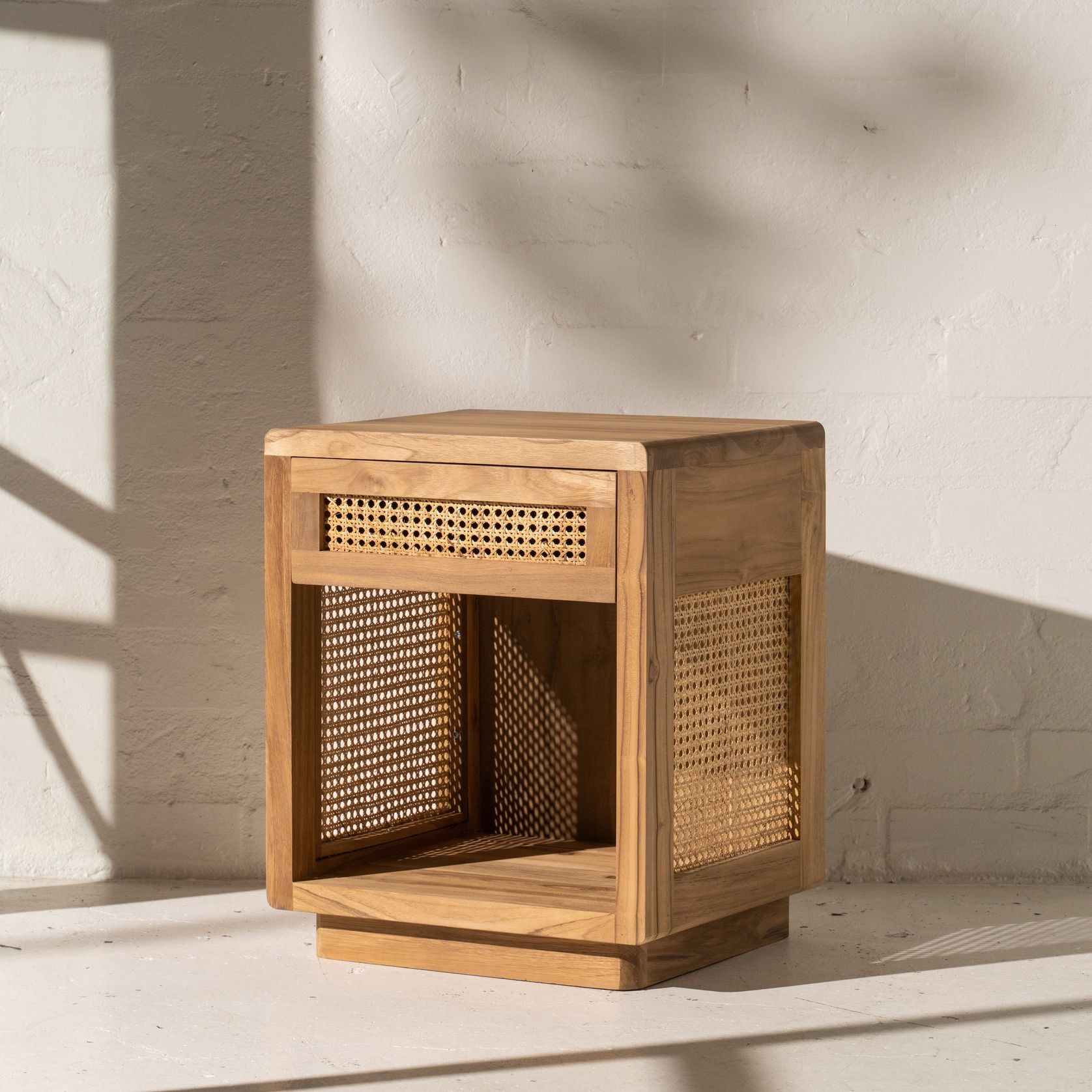 Jemina Teak and Rattan Bedside Table gallery detail image