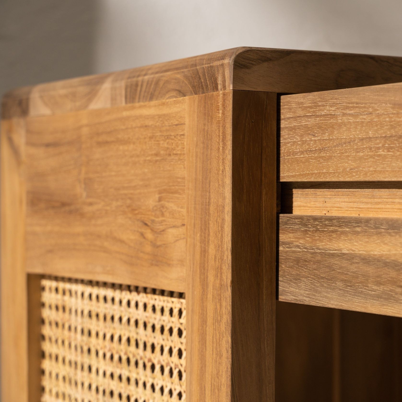 Jemina Teak and Rattan Bedside Table gallery detail image