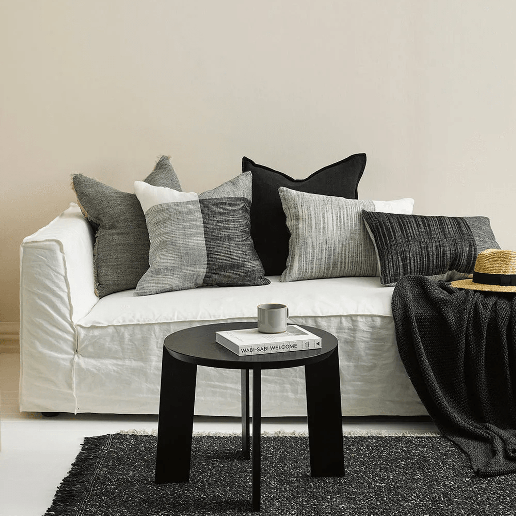 Baya Keaton Cushion - Black | 100% Linen gallery detail image