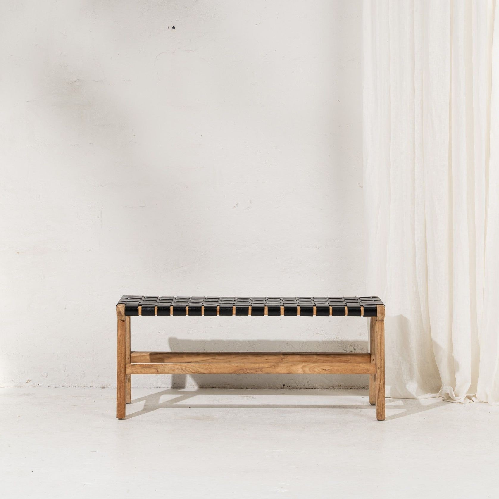 Kemi Black Leather Bench gallery detail image