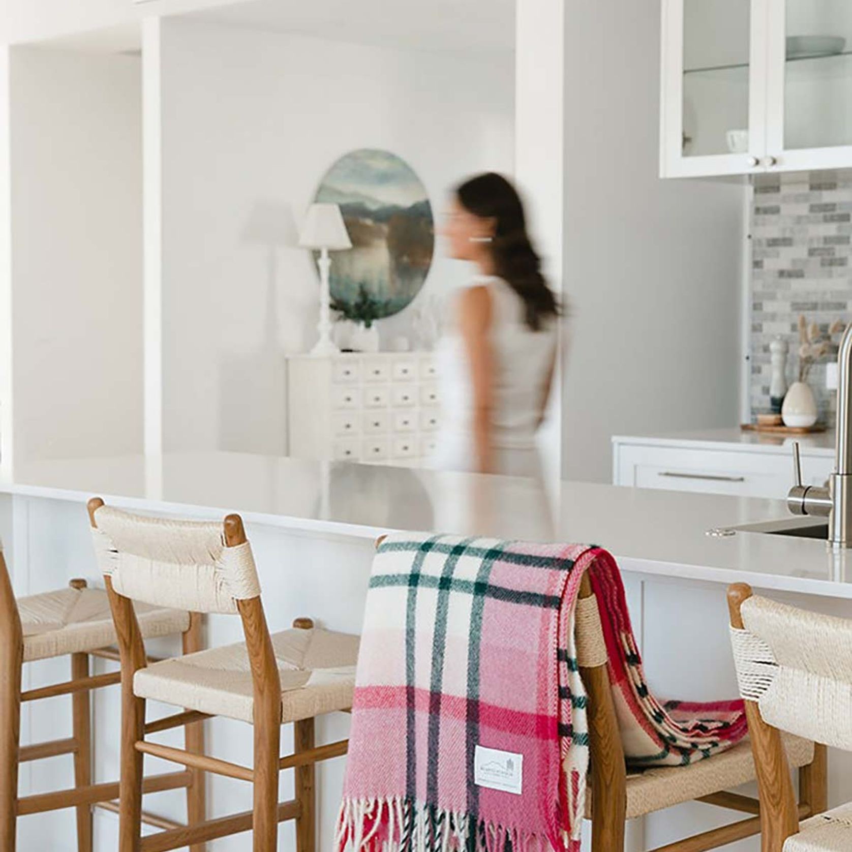 Ruanui Station Lambswool Throw - Pukehapua Pink Check gallery detail image