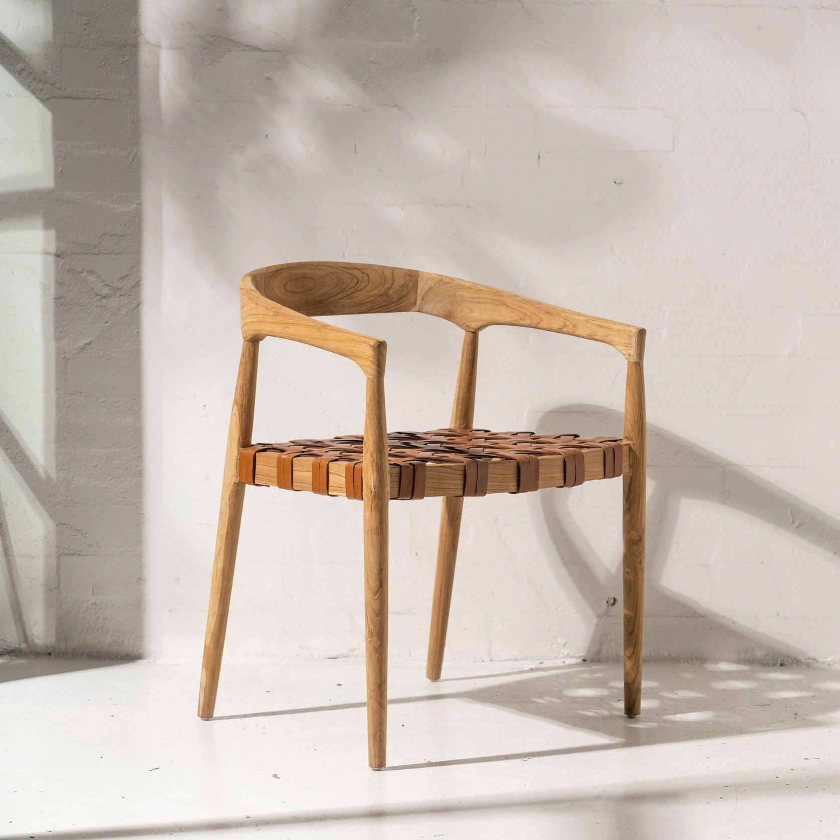 Larah Leather & Teak Chair - Tan gallery detail image