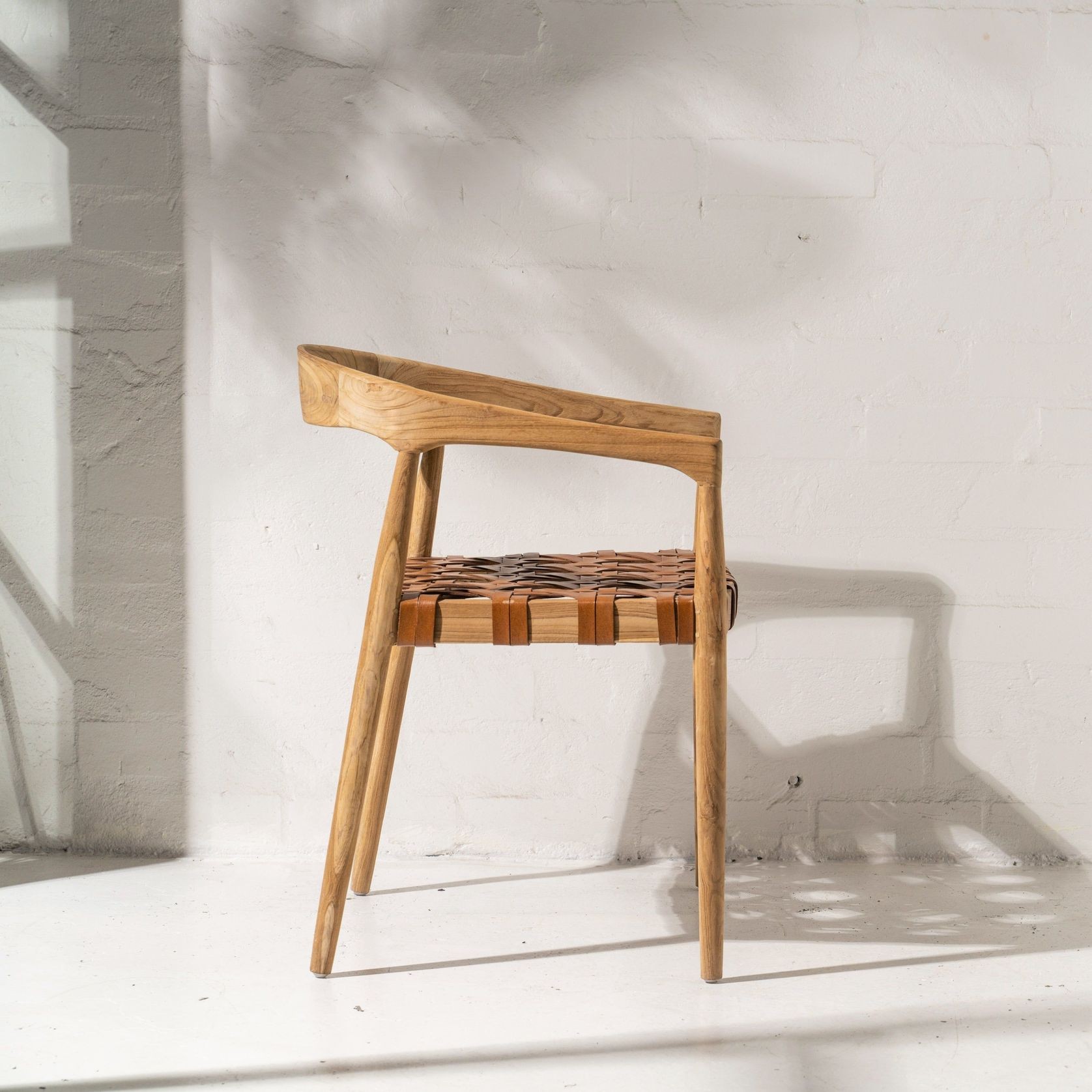 Larah Leather & Teak Chair - Tan gallery detail image