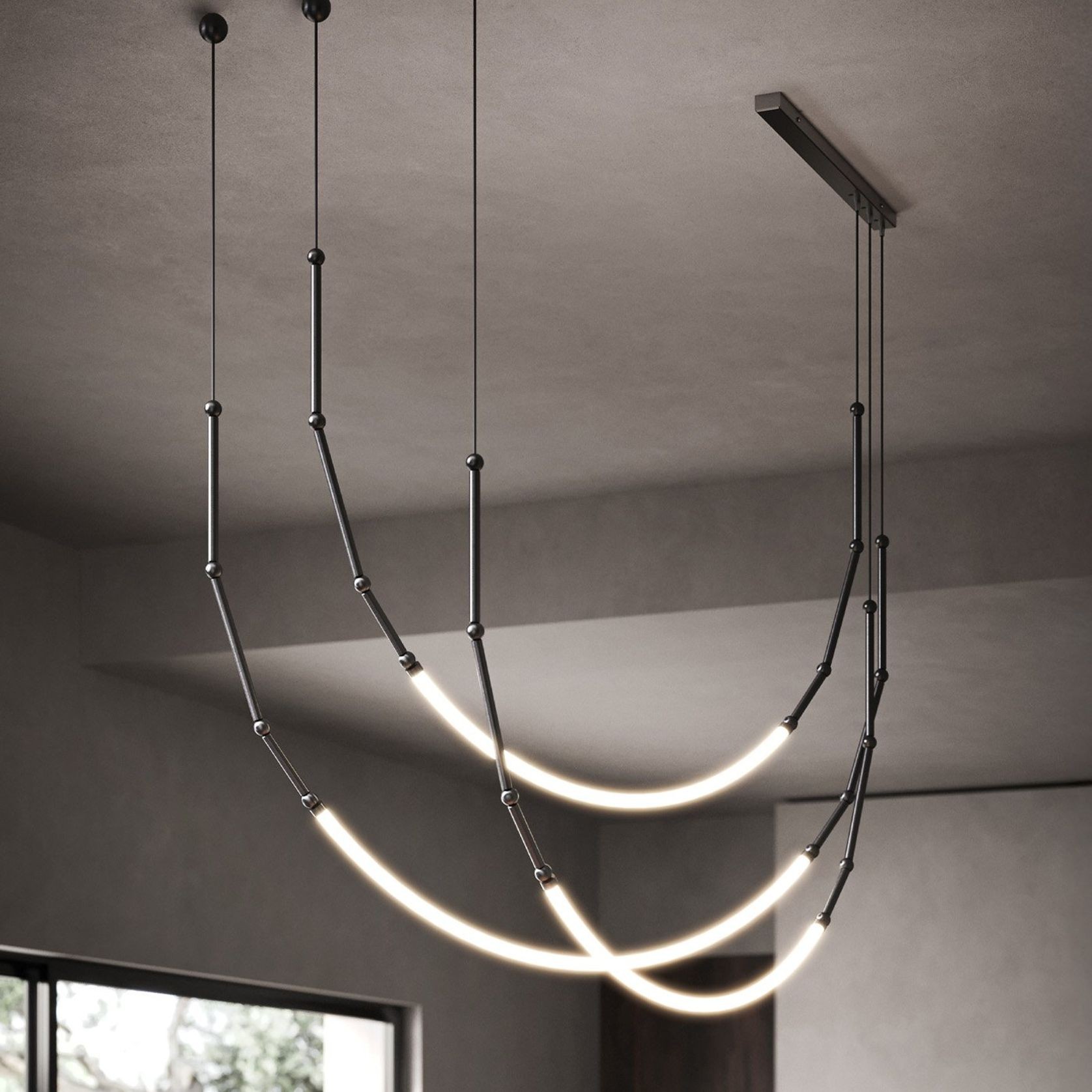 Leda 3lt Curve Pendant Light gallery detail image