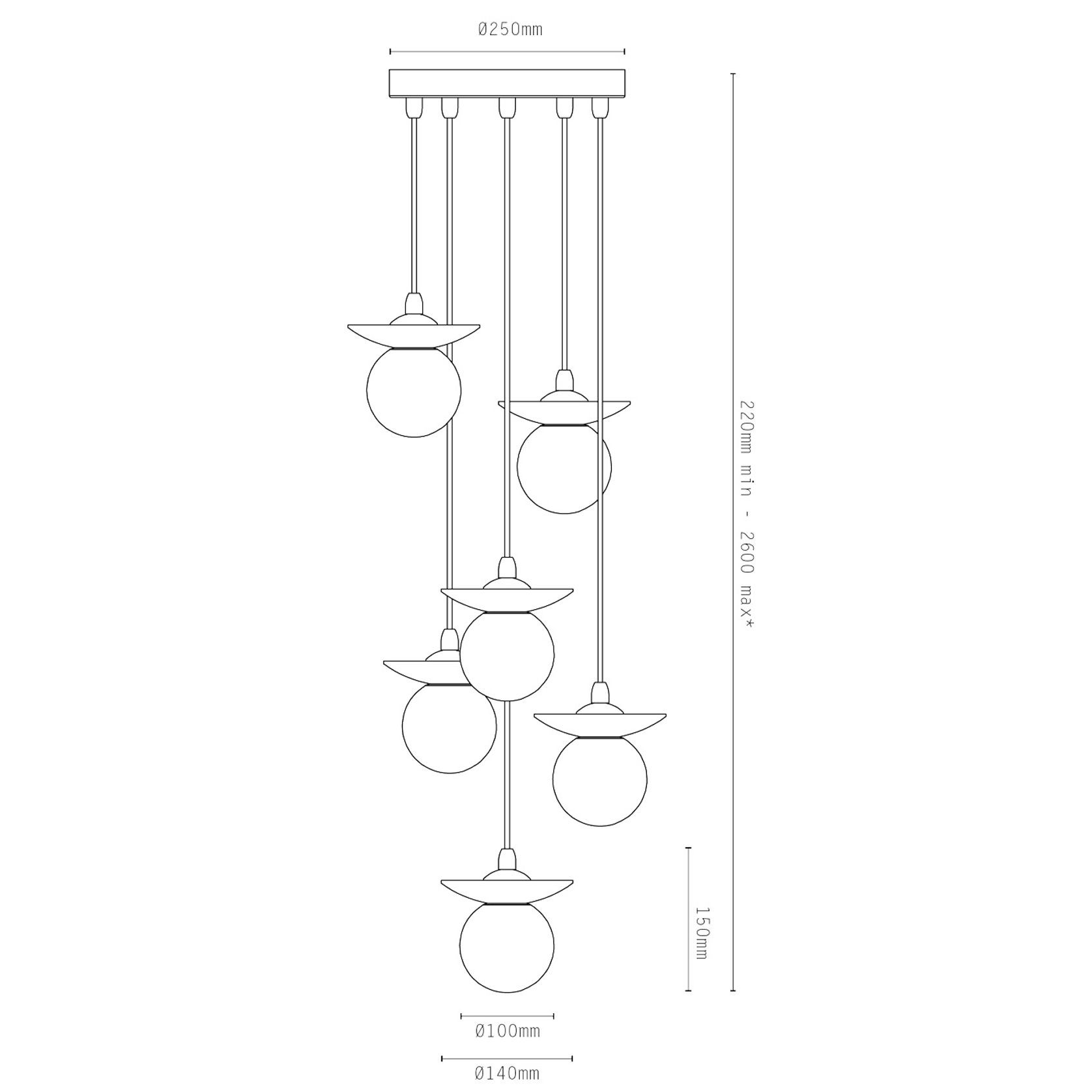 Orbit Stone 6lt Pendant Light gallery detail image