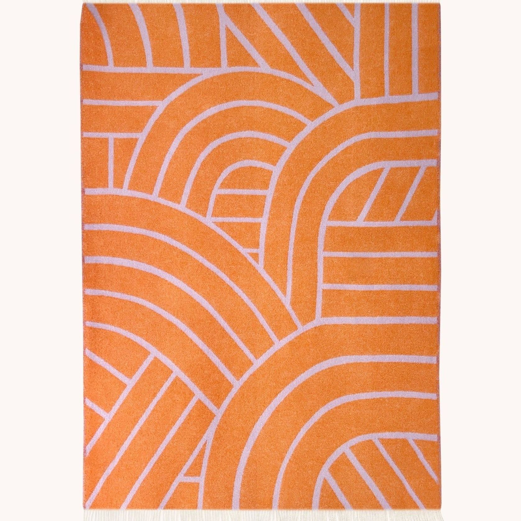 Maison Deux Lines - Lilac Orange | Large Reversible Wool Throw gallery detail image