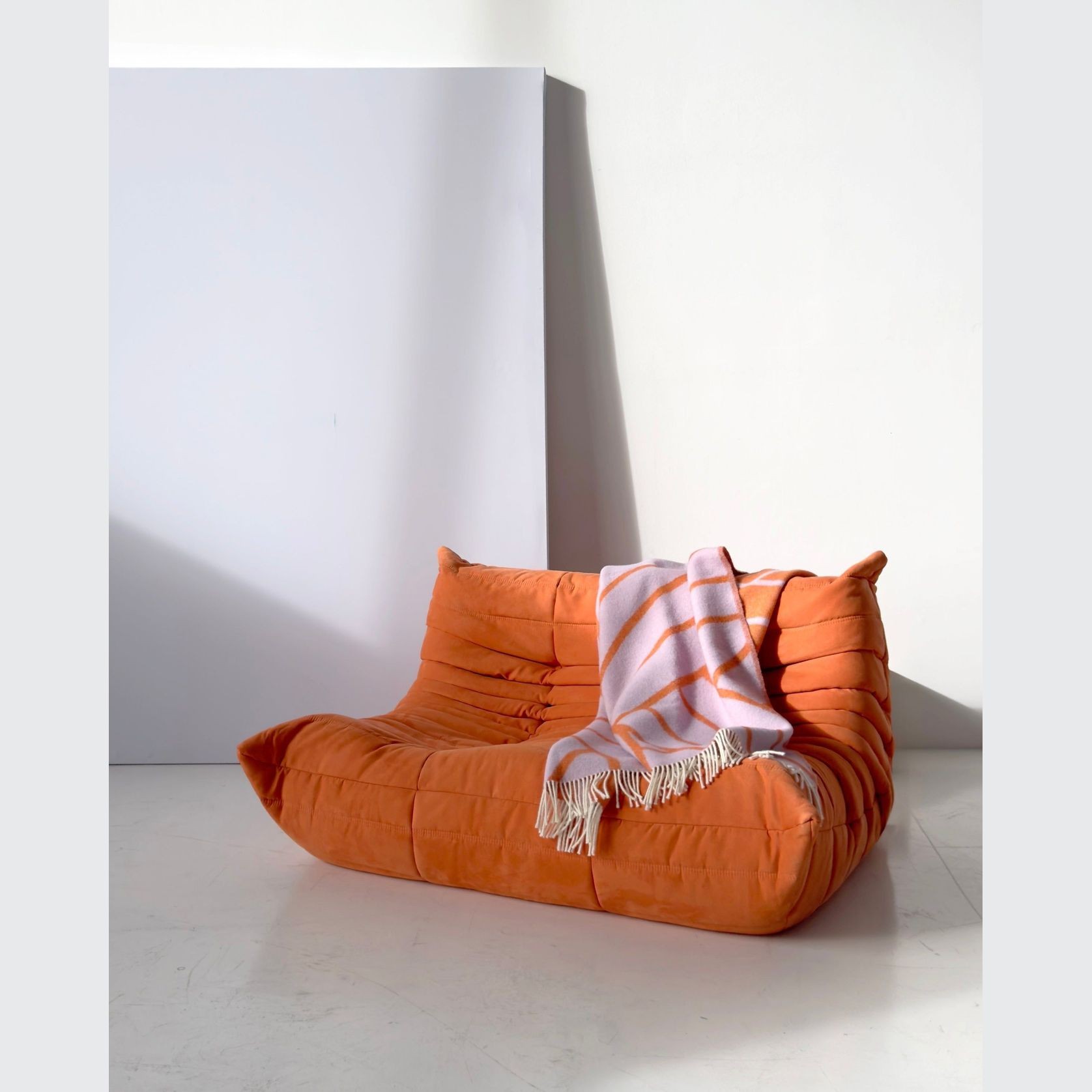 Maison Deux Lines - Lilac Orange | Large Reversible Wool Throw gallery detail image