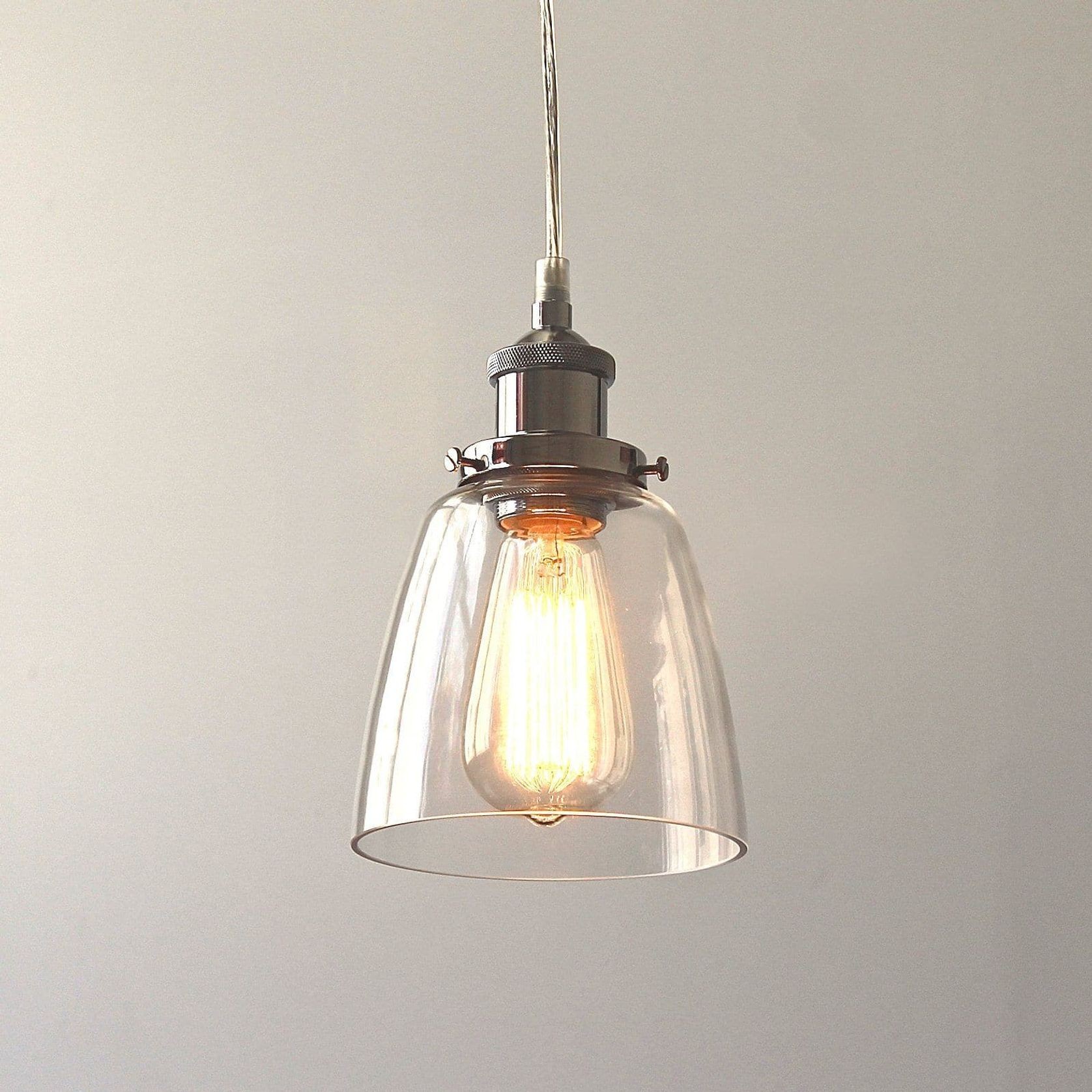 Lucy Glass Pendant Light - Chrome gallery detail image