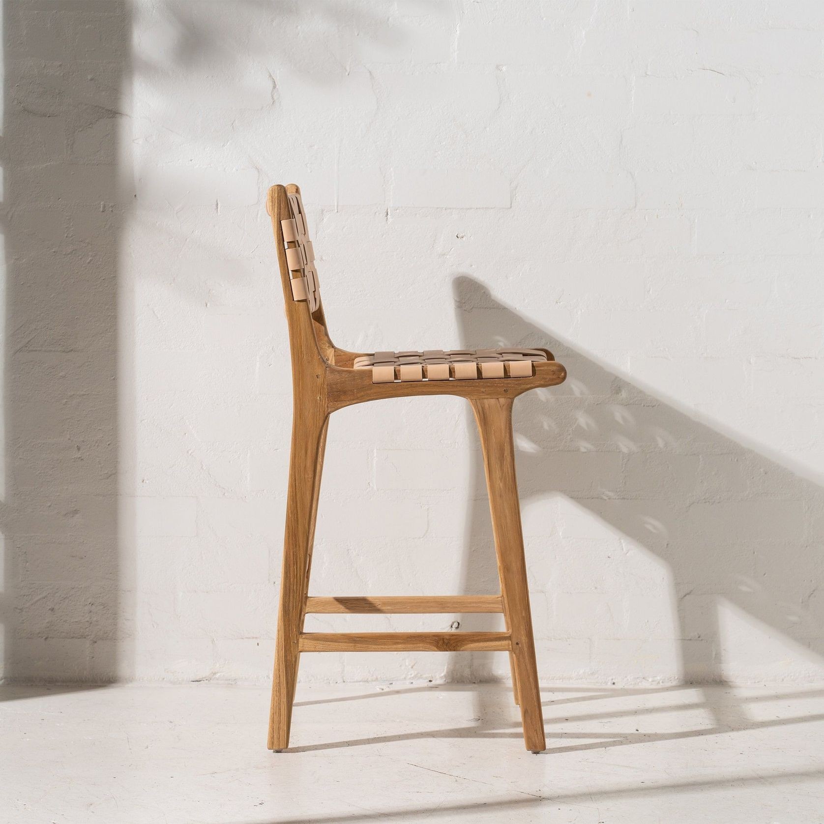 Luka Woven Leather Barstool gallery detail image