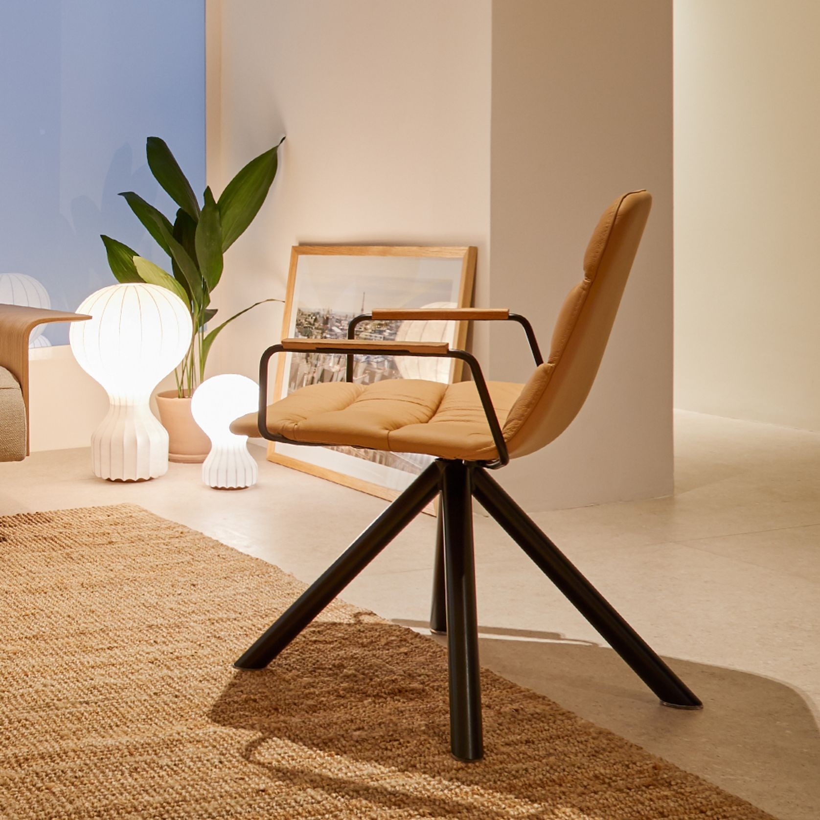 Maarten Lounge Chair Swivel Base & Soft Upholstery with Arms ArchiPro AU