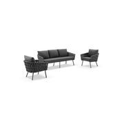 Malmo Rope 3+1+1 Lounge Set - Charcoal gallery detail image