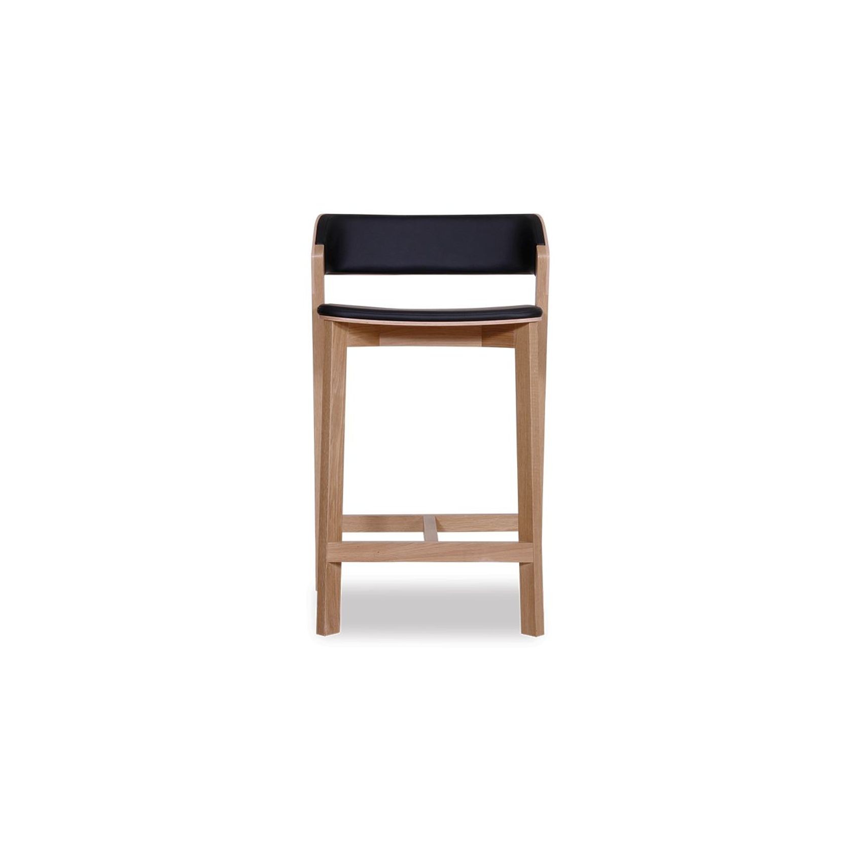 Merano Kitchen Stool - Natural Oak - Black Pad - by TON gallery detail image