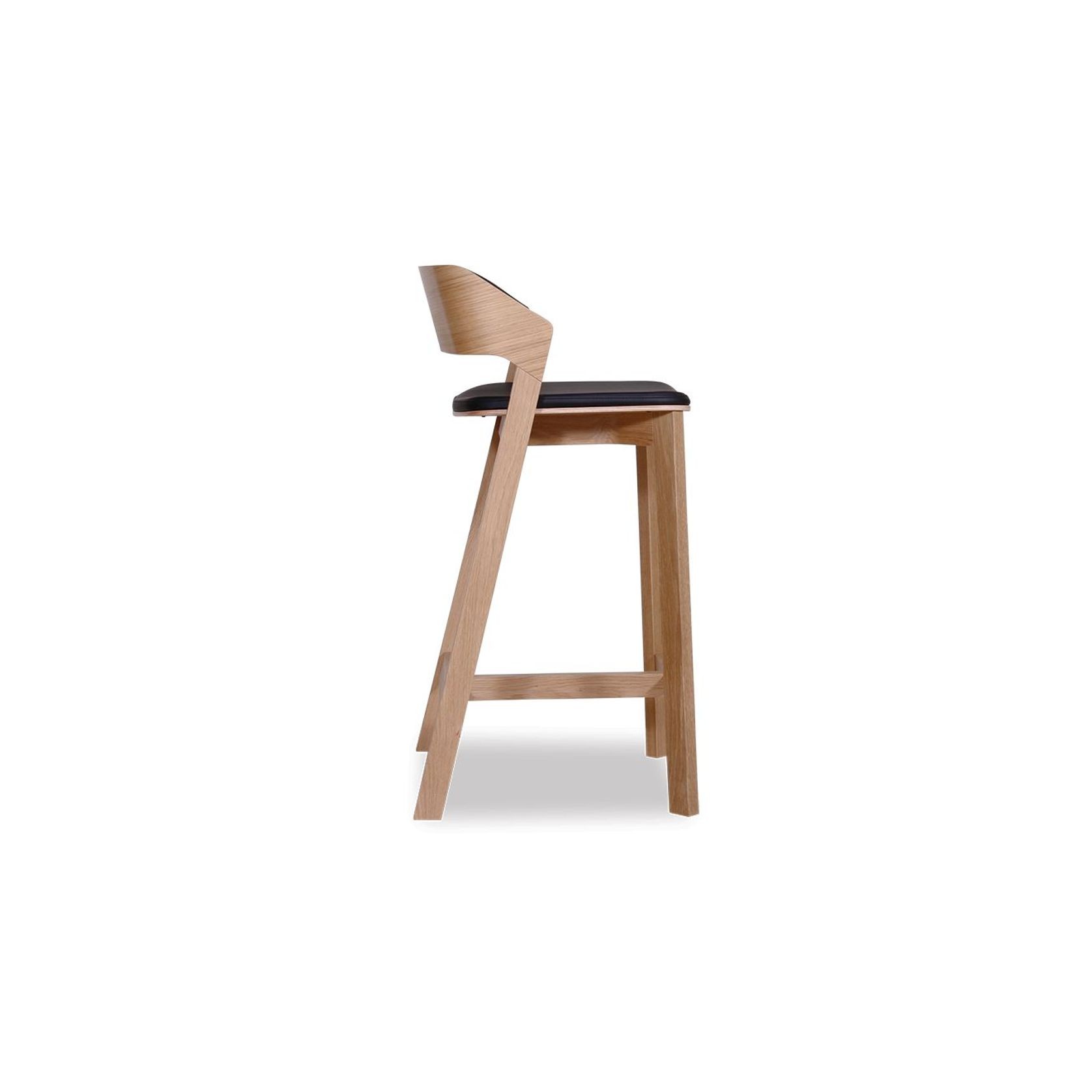 Merano Kitchen Stool - Natural Oak - Black Pad - by TON gallery detail image