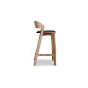 Merano Kitchen Stool - Natural Oak - Black Pad - by TON gallery detail image