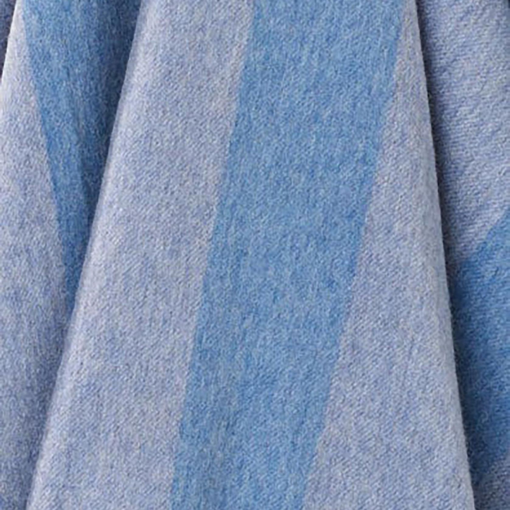 NZ Wool Throw - Stripe Blue | 100% Merino Wool gallery detail image