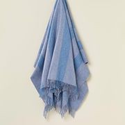 NZ Wool Throw - Stripe Blue | 100% Merino Wool gallery detail image