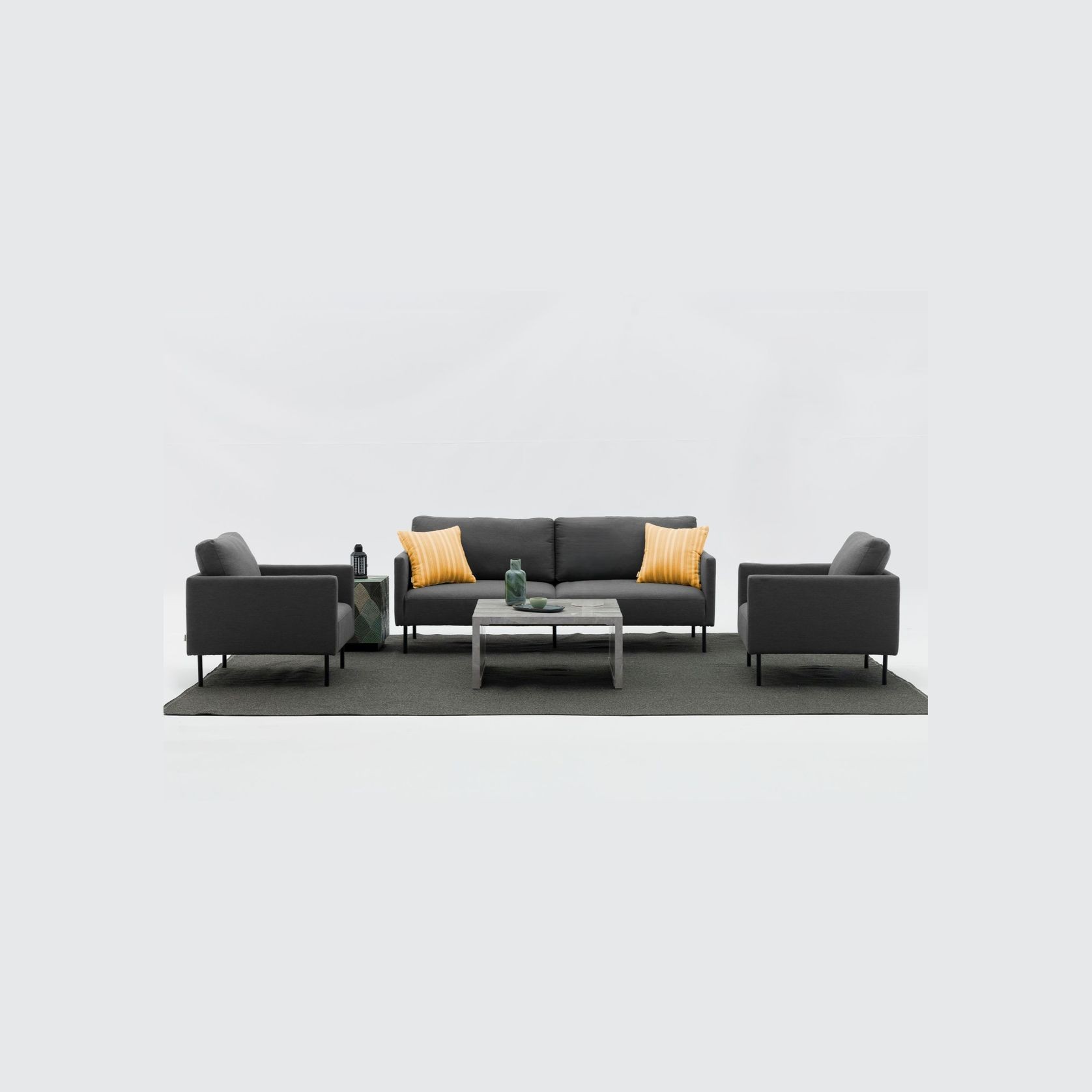 Milan 2-Seater Lounge Set - Black gallery detail image
