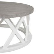 Ashton Round Coffee Table In Brushed White w/ Grey Top gallery detail image