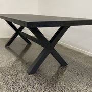 Modena Ceramic X Leg Outdoor Dining Table 240cm | Charcoal gallery detail image