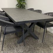 Modena Ceramic X Leg Outdoor Dining Table 240cm | Charcoal gallery detail image