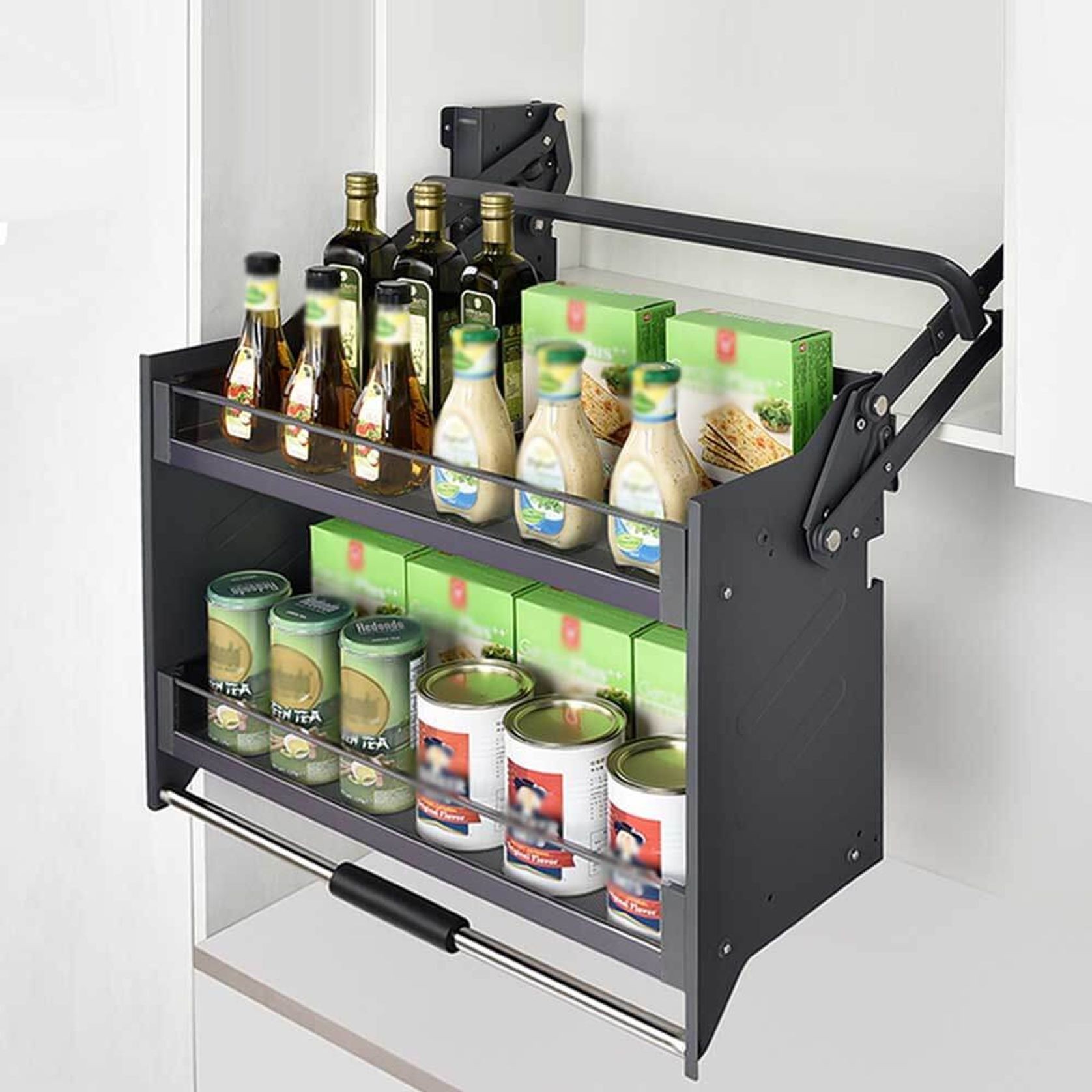 Galley Flexi Height Pull Down 2-Tier Wall Cabinet Unit - for a 600mm Cupboard gallery detail image