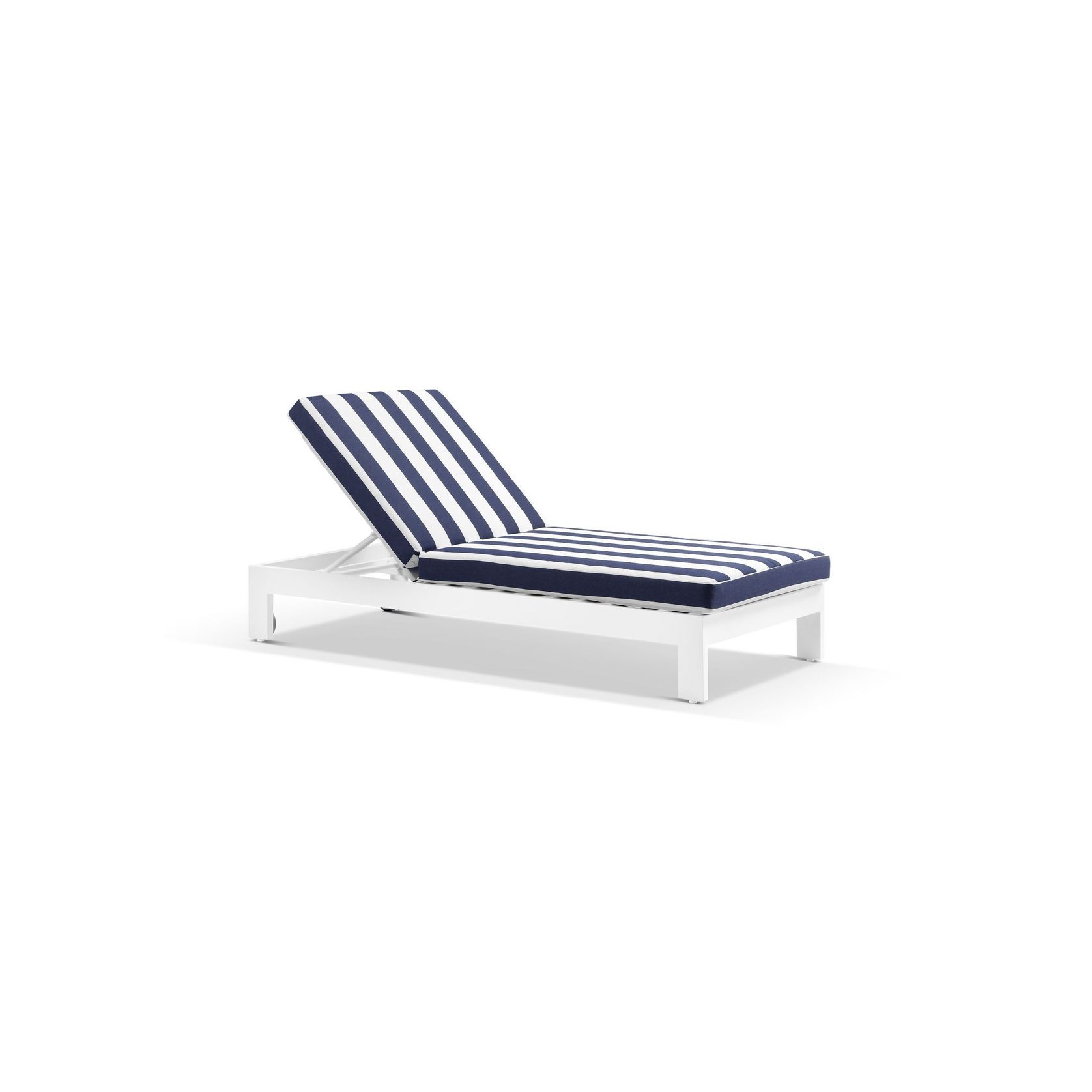 Monaco Sun Lounger with Navy Stripe Cushion - White gallery detail image