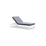 Monaco Sun Lounger with Navy Stripe Cushion - White gallery detail image