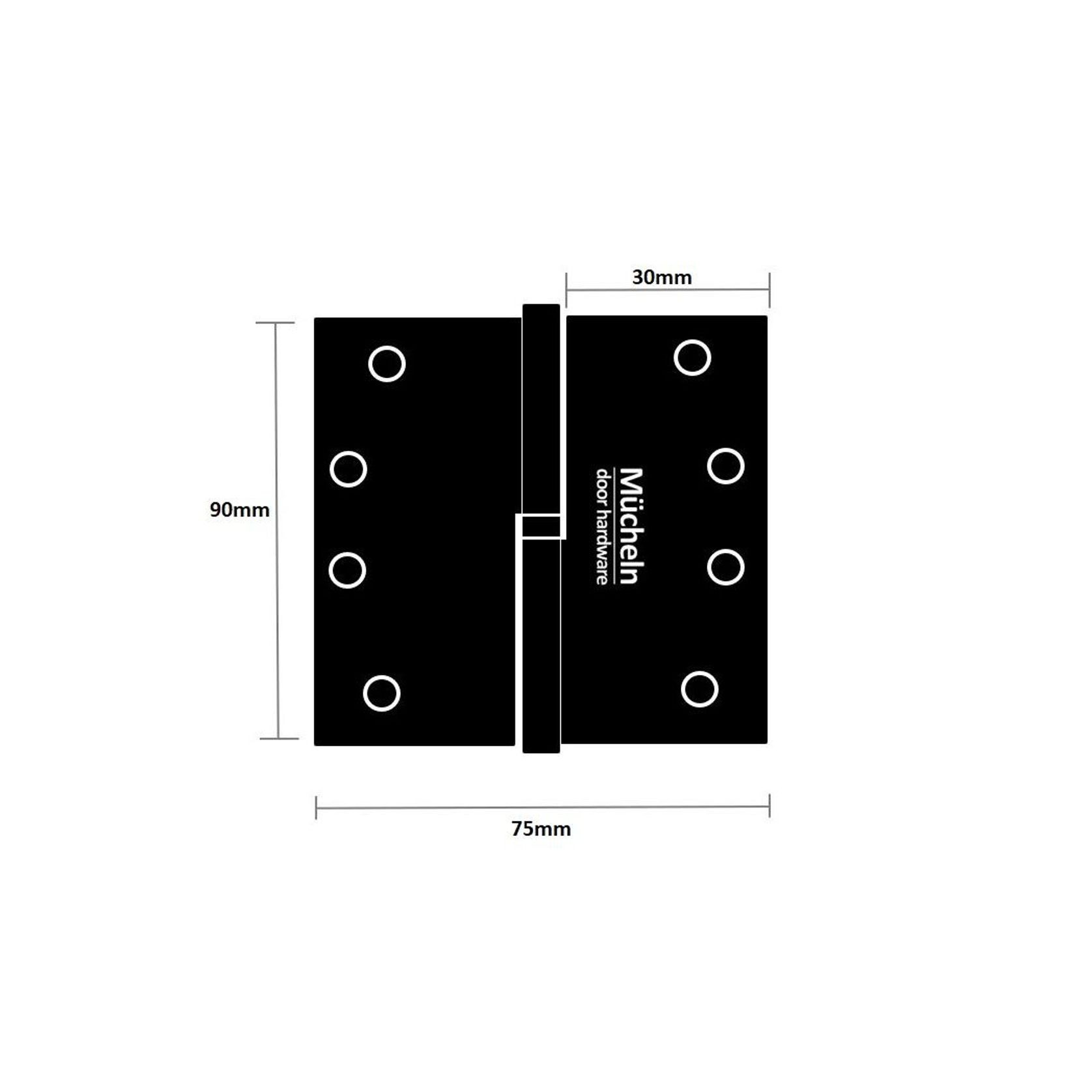 Satin Nickel Door Hinge 90 x 75mm (2 Hinges) LIFT OFF gallery detail image