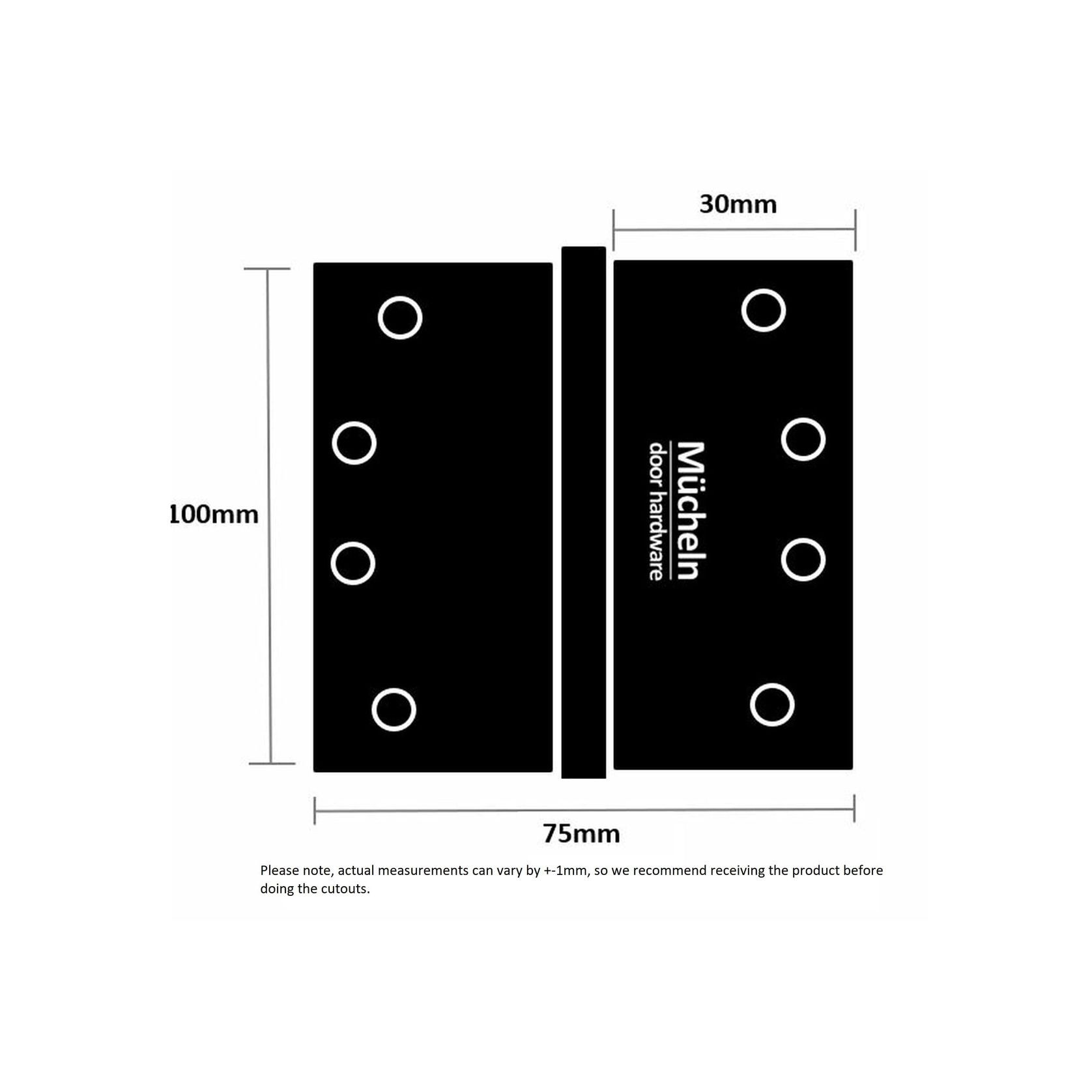 Gunmetal Grey Door Hinge 100 x 75mm (2 Hinges) FIXED PIN gallery detail image